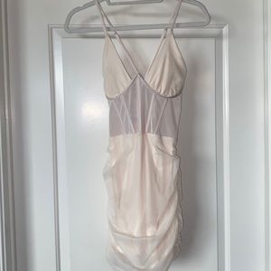 Oh Polly Mesh Corset Mini Dress in Cream